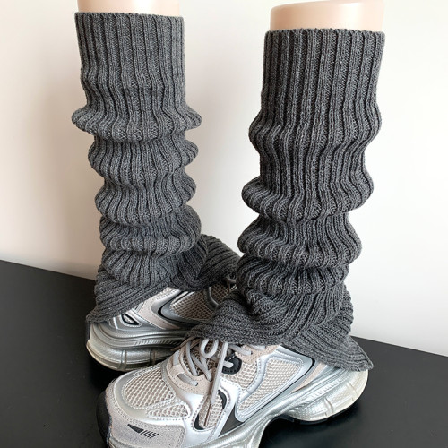 灰色堆堆襪套雪地靴女秋冬季加厚毛線保暖針織白色粗線開叉小腿套 灰色堆堆襪套雪地靴女秋冬季加厚毛線保暖針織白色粗線開叉小腿套