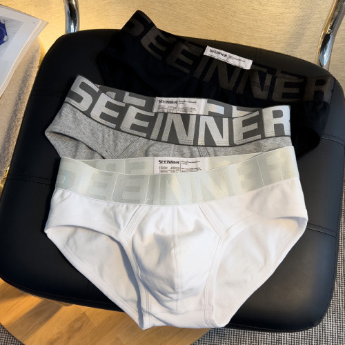 3條男士三角內褲男純棉舒適透氣U囊袋日系純白色寬邊簡約三角短褲 3條男士三角內褲男純棉舒適透氣U囊袋日系純白色寬邊簡約三角短褲