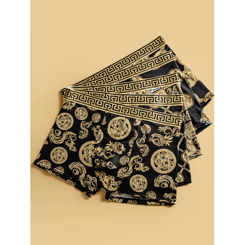 黑金男士內褲禮盒裝2025新款男生四角透氣平角冰絲夏季棉褲衩男款 黑金男士內褲禮盒裝2025新款男生四角透氣平角冰絲夏季棉褲衩男款