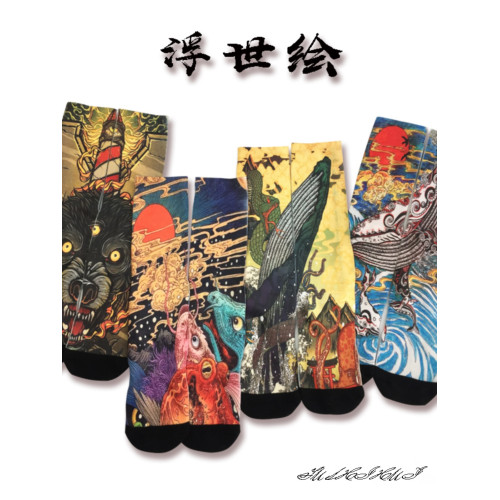 印花襪新品日系浮世繪創意圖案潮流男女情侶潮襪毛巾底運動防臭襪 印花襪新品日系浮世繪創意圖案潮流男女情侶潮襪毛巾底運動防臭襪