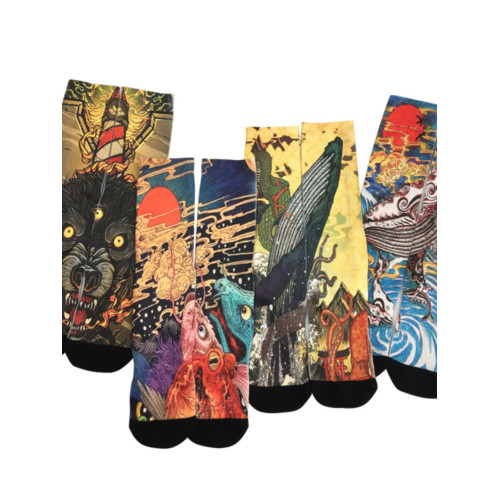 印花襪新品日系浮世繪創意圖案潮流男女情侶潮襪毛巾底運動防臭襪 印花襪新品日系浮世繪創意圖案潮流男女情侶潮襪毛巾底運動防臭襪