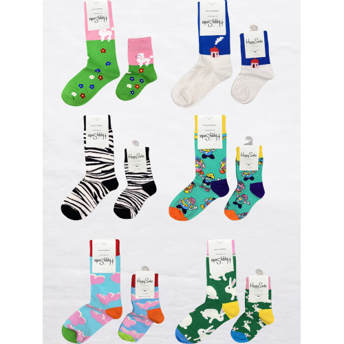 Happy Socks親子襪子女中筒ins潮四季動漫卡通個性可愛男女童長襪