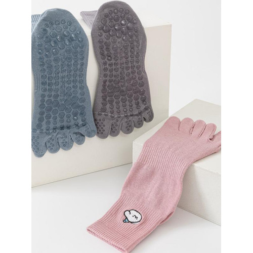 瑜珈中筒五指襪專業防滑運動襪女春秋分趾普拉提棉襪室內健身襪子