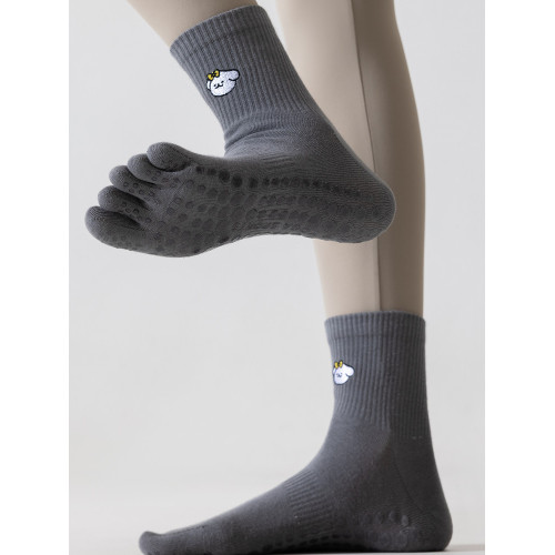 瑜珈中筒五指襪專業防滑運動襪女春秋分趾普拉提棉襪室內健身襪子