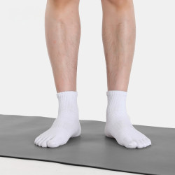 【Fivetoes】男士普拉提瑜珈襪五指防滑襪包指露趾包腳踝棉質