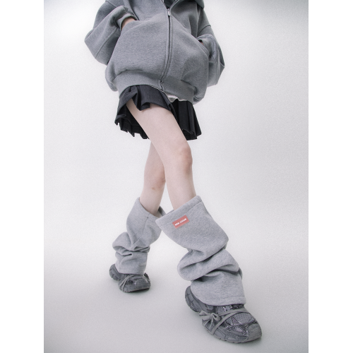 WENCIHAM24極簡灰色紅標簽格雷系寬松濶口褪套襪套堆堆襪女ins潮 WENCIHAM24極簡灰色紅標簽格雷系寬松濶口褪套襪套堆堆襪女ins潮