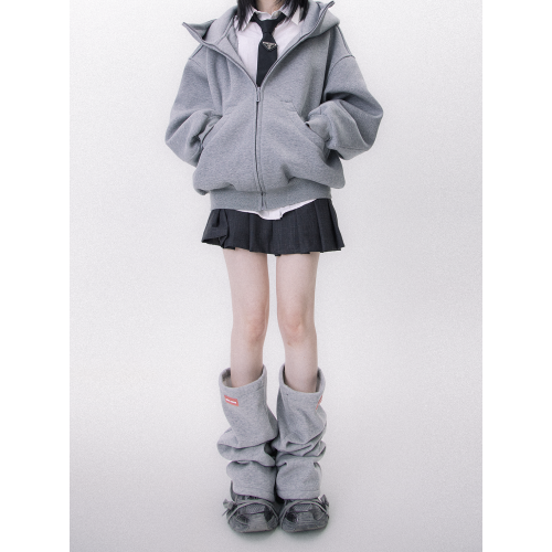 WENCIHAM24極簡灰色紅標簽格雷系寬松濶口褪套襪套堆堆襪女ins潮 WENCIHAM24極簡灰色紅標簽格雷系寬松濶口褪套襪套堆堆襪女ins潮