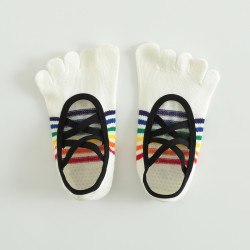 彩虹瑜珈襪子專業防滑女五指室內舞蹈鞋跳操運動健身裸感普拉提襪