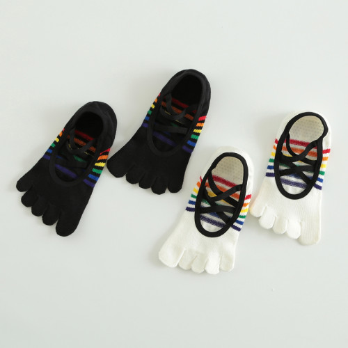 彩虹瑜珈襪子專業防滑女五指室內舞蹈鞋跳操運動健身裸感普拉提襪 彩虹瑜珈襪子專業防滑女五指室內舞蹈鞋跳操運動健身裸感普拉提襪