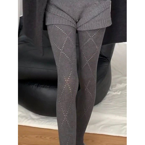 灰色連褲襪miu系秋冬季加厚保暖針織外穿菱格絲襪打底褲襪冬季 灰色連褲襪miu系秋冬季加厚保暖針織外穿菱格絲襪打底褲襪冬季