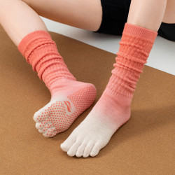 【Fivetoes】新品專業高級五趾中筒防滑襪瑜珈普拉提襪女士棉