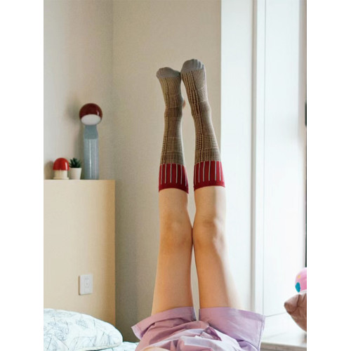 復古千鳥格紋小腿襪美腿及膝長筒襪女秋冬顯瘦彩色條紋拼色堆堆襪 復古千鳥格紋小腿襪美腿及膝長筒襪女秋冬顯瘦彩色條紋拼色堆堆襪