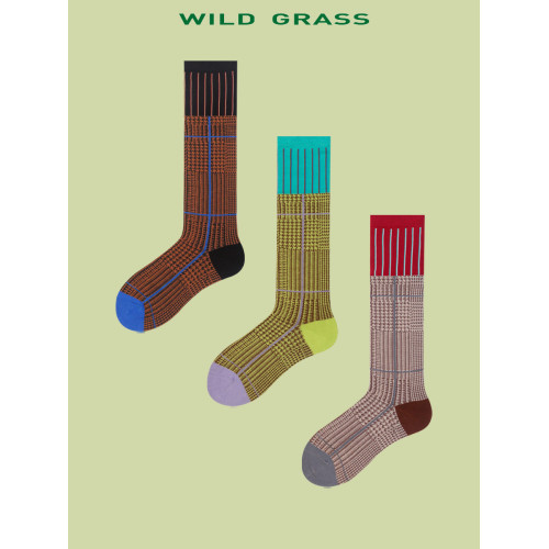 復古千鳥格紋小腿襪美腿及膝長筒襪女秋冬顯瘦彩色條紋拼色堆堆襪 復古千鳥格紋小腿襪美腿及膝長筒襪女秋冬顯瘦彩色條紋拼色堆堆襪