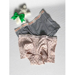 法國年奶絲冰絲莫代爾棉條紋印花女平角T中性無痕四角內褲女潮款