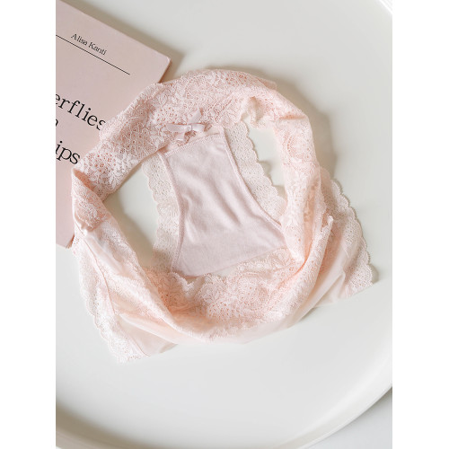 春癮~法式復古粉色少女蝴蝶結刺綉蕾絲花邊內褲網紗低腰性感純欲 春癮~法式復古粉色少女蝴蝶結刺綉蕾絲花邊內褲網紗低腰性感純欲