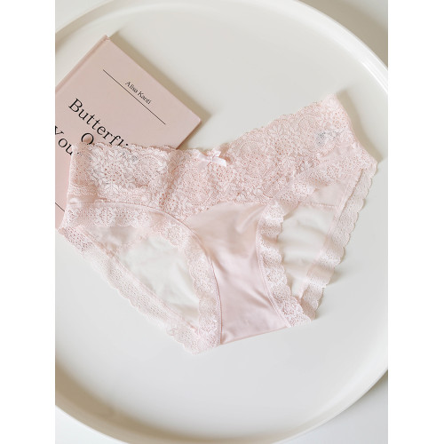 春癮~法式復古粉色少女蝴蝶結刺綉蕾絲花邊內褲網紗低腰性感純欲 春癮~法式復古粉色少女蝴蝶結刺綉蕾絲花邊內褲網紗低腰性感純欲