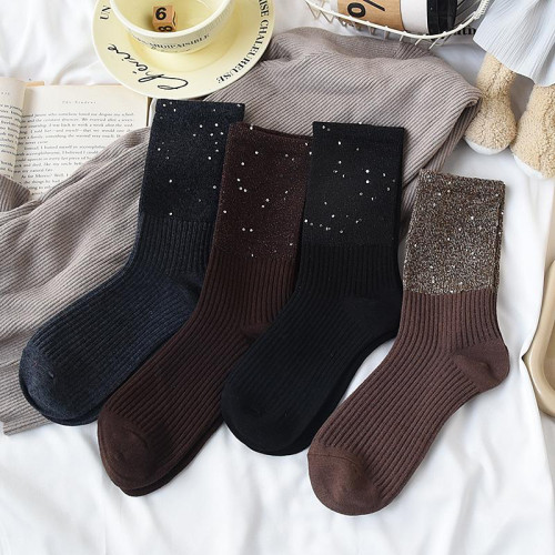 襪子女秋冬中筒襪滿天星亮片百搭洋氣個性中筒純棉外穿堆堆飾品襪 襪子女秋冬中筒襪滿天星亮片百搭洋氣個性中筒純棉外穿堆堆飾品襪