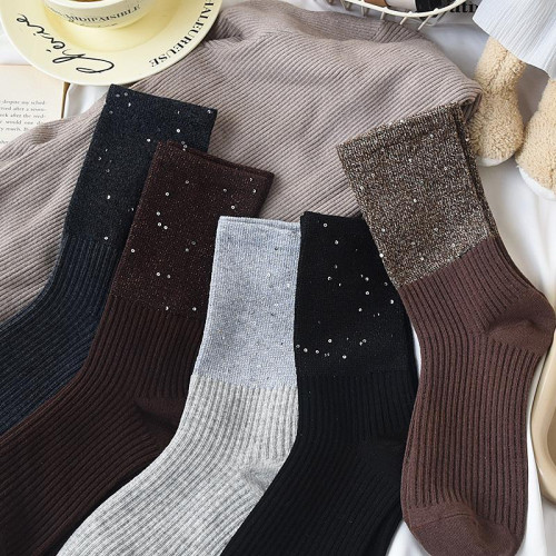襪子女秋冬中筒襪滿天星亮片百搭洋氣個性中筒純棉外穿堆堆飾品襪 襪子女秋冬中筒襪滿天星亮片百搭洋氣個性中筒純棉外穿堆堆飾品襪