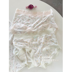 莫奈花園房 輕盈冰絲浪漫花朵內褲女夏日透氣涼感碎花包臀三角褲