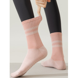 條紋瑜珈襪子女專業防滑中筒襪室內健身跑步普拉提運動成人地板襪