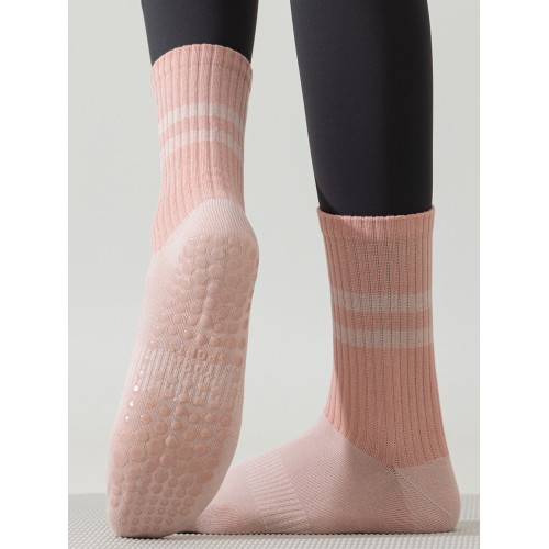 條紋瑜珈襪子女專業防滑中筒襪室內健身跑步普拉提運動成人地板襪 條紋瑜珈襪子女專業防滑中筒襪室內健身跑步普拉提運動成人地板襪