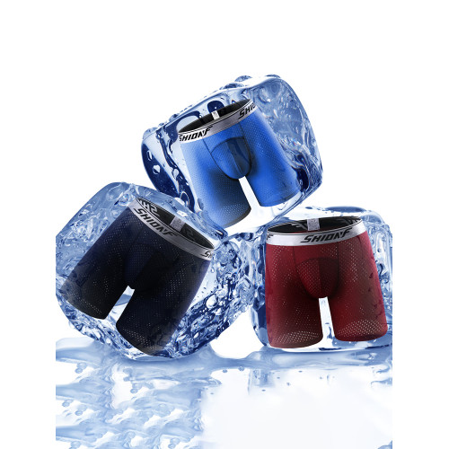 3條裝純峰冰絲男士內褲運動大碼長款防磨腿速乾網眼透氣四角褲頭 3條裝純峰冰絲男士內褲運動大碼長款防磨腿速乾網眼透氣四角褲頭