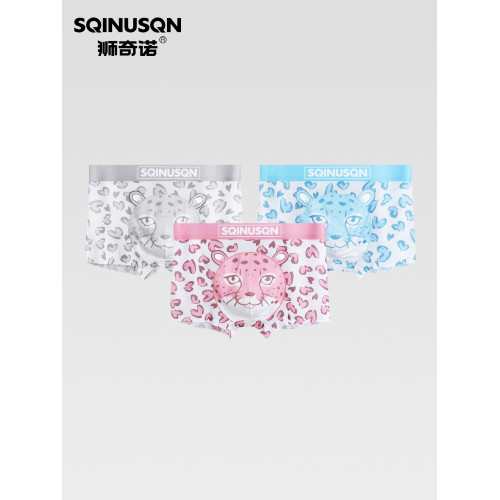 SQINUSQN/獅奇諾新款男士冰絲豹子內褲抗菌印花平角涼感透氣短褲 SQINUSQN/獅奇諾新款男士冰絲豹子內褲抗菌印花平角涼感透氣短褲
