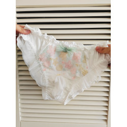 男娘快樂內褲可愛偽娘刺綉蕾絲蝴蝶結JJ套套另類三角褲男變女裝TS