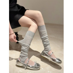 夏季薄款miu系堆堆小腿襪套芭蕾風腳踩配人字拖襪子長筒甜妹腳套