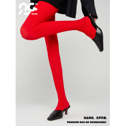 暗紅色天鵞絨連褲襪女春秋款紅絲襪本命年性感時尚辣妹聖誕打底襪