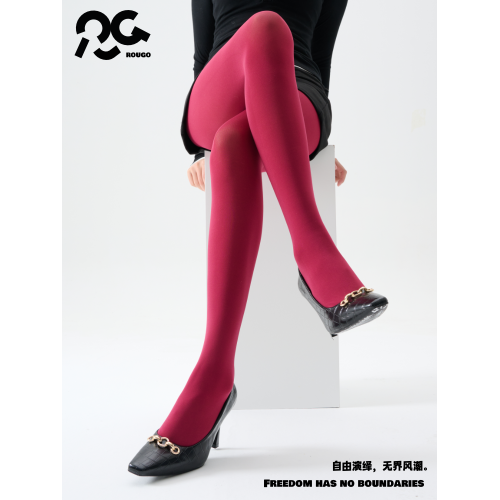 暗紅色天鵞絨連褲襪女春秋款紅絲襪本命年性感時尚辣妹聖誕打底襪 暗紅色天鵞絨連褲襪女春秋款紅絲襪本命年性感時尚辣妹聖誕打底襪