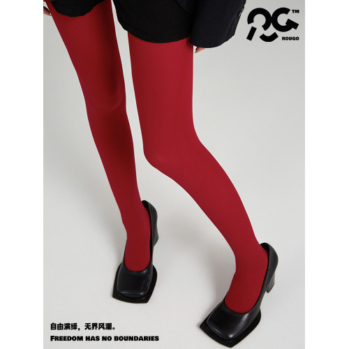 暗紅色天鵞絨連褲襪女春秋款紅絲襪本命年性感時尚辣妹聖誕打底襪 暗紅色天鵞絨連褲襪女春秋款紅絲襪本命年性感時尚辣妹聖誕打底襪