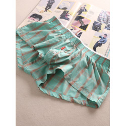 100%純棉U形立體囊袋男士阿羅褲全棉格子內褲家居短褲睡褲休閒褲