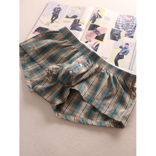 100%純棉U形立體囊袋男士阿羅褲全棉格子內褲家居短褲睡褲休閒褲 100%純棉U形立體囊袋男士阿羅褲全棉格子內褲家居短褲睡褲休閒褲