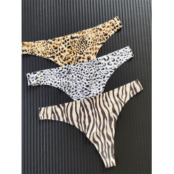 豹紋無痕運動內褲女性感一片式丁字褲女健身冰絲中腰瑜珈跑步內褲