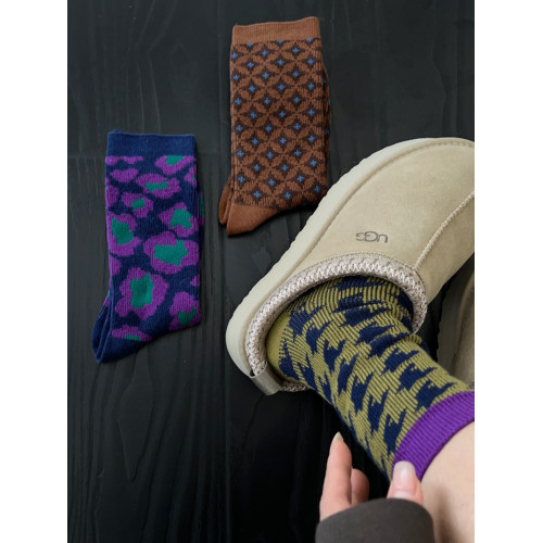 2025秋冬新款千鳥格撞色個性堆堆襪粗針加厚復古中筒女襪吸汗透氣 2025秋冬新款千鳥格撞色個性堆堆襪粗針加厚復古中筒女襪吸汗透氣