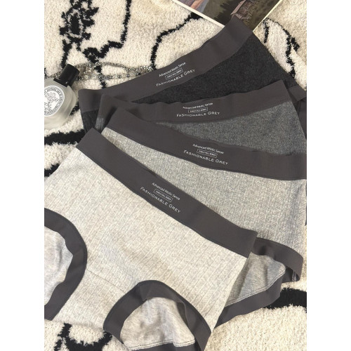 純棉內褲女磨毛桑蠶絲7A抗菌2025春夏新款加大碼灰色無痕三角褲 純棉內褲女磨毛桑蠶絲7A抗菌2025春夏新款加大碼灰色無痕三角褲