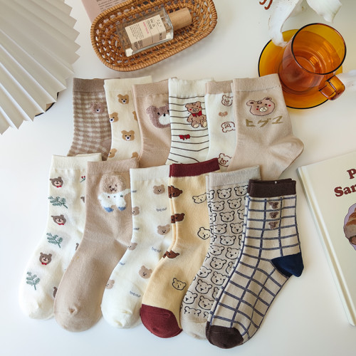 6雙襪子女中筒襪可愛日系長襪韓國卡通ins潮春秋棉襪網紅小熊學生 6雙襪子女中筒襪可愛日系長襪韓國卡通ins潮春秋棉襪網紅小熊學生