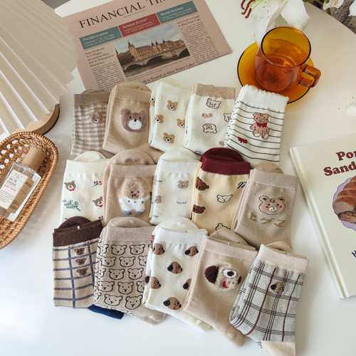 6雙襪子女中筒襪可愛日系長襪韓國卡通ins潮春秋棉襪網紅小熊學生 6雙襪子女中筒襪可愛日系長襪韓國卡通ins潮春秋棉襪網紅小熊學生