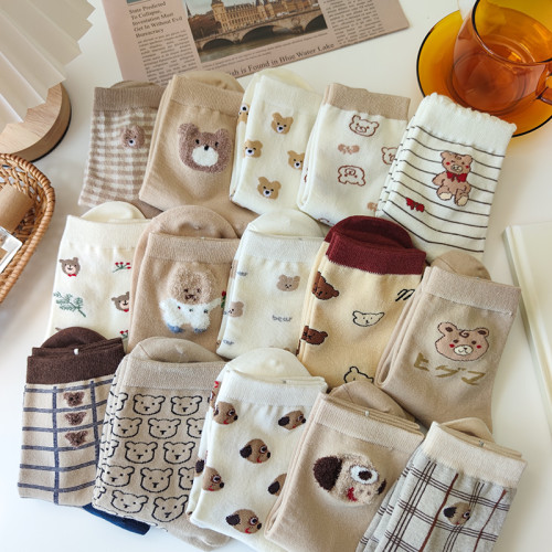 6雙襪子女中筒襪可愛日系長襪韓國卡通ins潮春秋棉襪網紅小熊學生 6雙襪子女中筒襪可愛日系長襪韓國卡通ins潮春秋棉襪網紅小熊學生