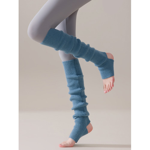 日本羊毛瑜珈襪套女專業過膝長筒保暖普拉提室內舞蹈堆堆襪子秋冬