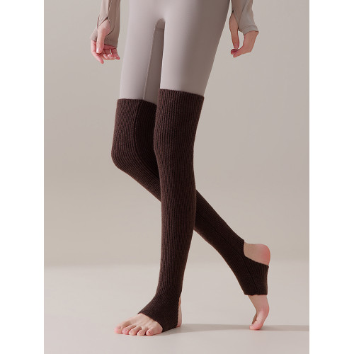 日本羊毛瑜珈襪套女專業過膝長筒保暖普拉提室內舞蹈堆堆襪子秋冬