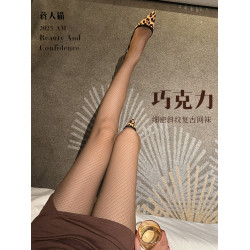 蔣大貓【菱格】斜紋女薄款連褲襪性感防勾高級金復古30D黑絲網襪