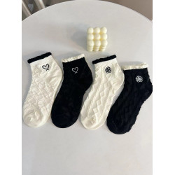 白色襪子中筒秋女樂福鞋短筒夏季薄款純棉搭配短款短襪女士黑色