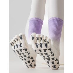 五指瑜珈襪子防滑專業女分趾普拉提專用襪中長筒室內運動訓練薄款