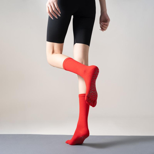分尺碼中筒瑜珈襪子專業防滑五指襪女小腿普拉提健身房保暖舞蹈襪