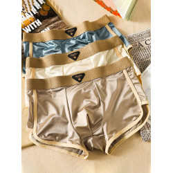 緞面冰絲男士內褲桑蠶絲抑菌襠2025新款夏季薄款男款裸感平角短褲