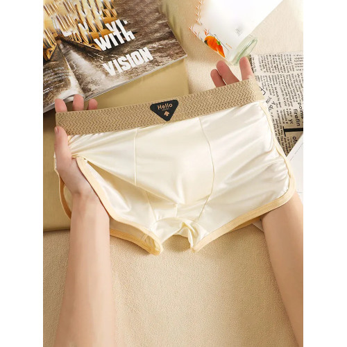 緞面冰絲男士內褲桑蠶絲抑菌襠2025新款夏季薄款男款裸感平角短褲 緞面冰絲男士內褲桑蠶絲抑菌襠2025新款夏季薄款男款裸感平角短褲