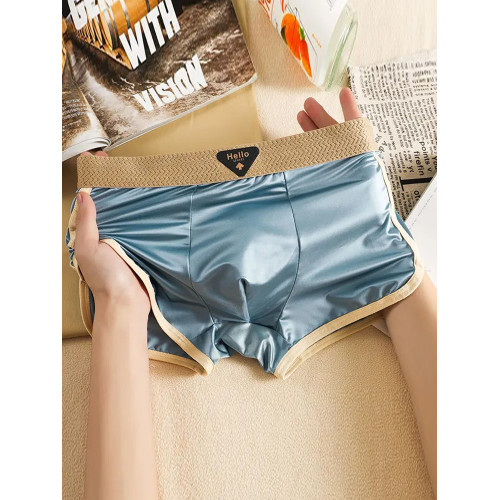 緞面冰絲男士內褲桑蠶絲抑菌襠2025新款夏季薄款男款裸感平角短褲 緞面冰絲男士內褲桑蠶絲抑菌襠2025新款夏季薄款男款裸感平角短褲