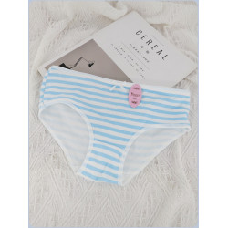 二次元藍白條紋純棉內褲女士蝴蝶結中腰透氣粉白條紋日系少女胖次